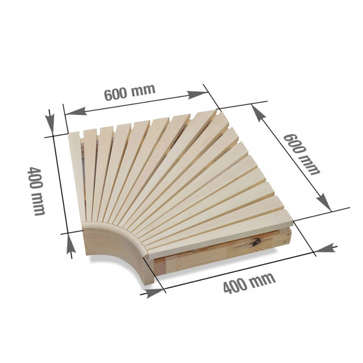 Corner module for modular sauna benches, 400x400 mm, Aspen