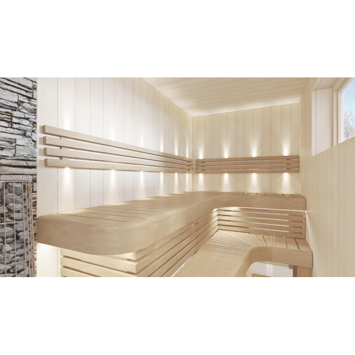 Corner module for modular sauna benches, 400x400 mm, Aspen