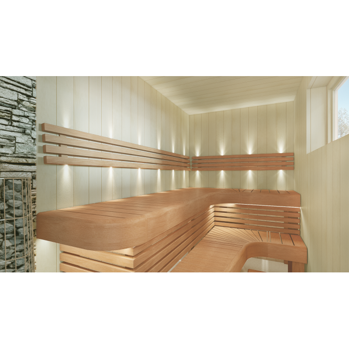 Corner module for modular sauna benches, 600x600 mm, Alder