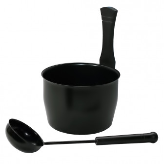 Steel bucket and ladle set, black