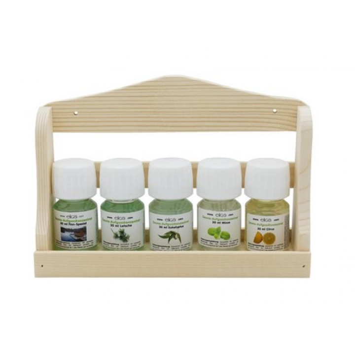 ELIGA fragrance set with wooden wall shelf