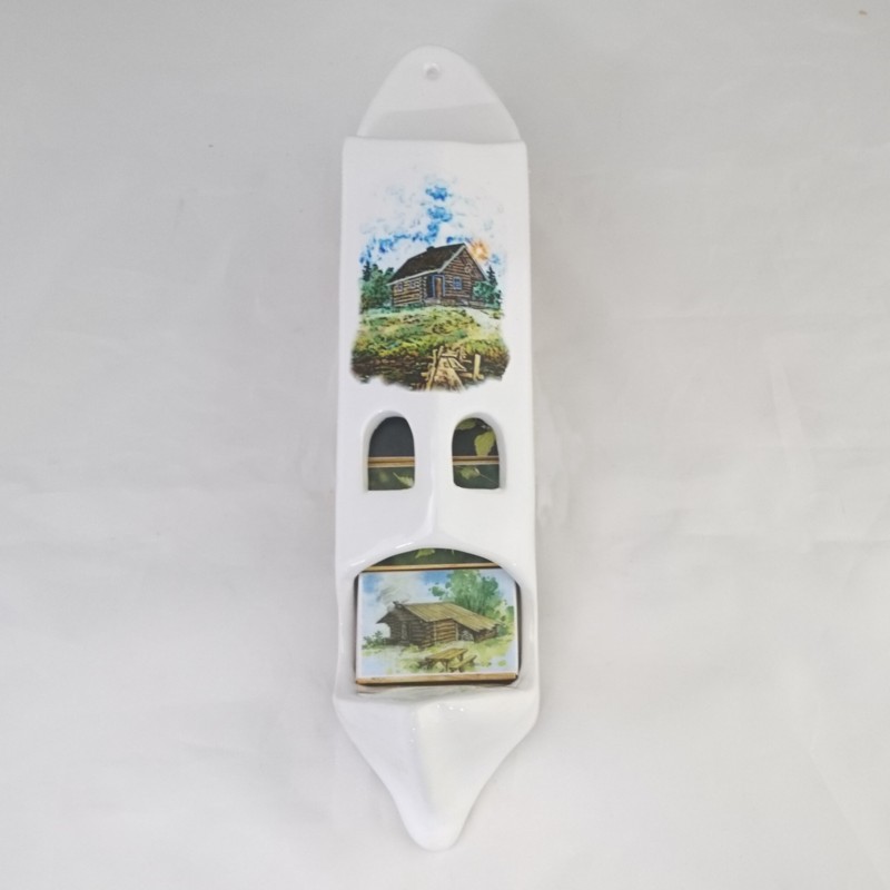 Ceramic matchbox holder with 5 matchboxes