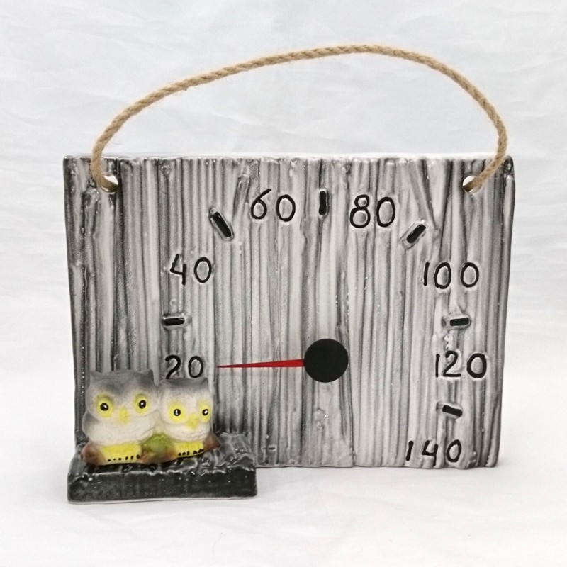 Ceramic sauna thermometer - owls