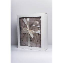 Gift set for Her - LINEN, 80x160 cm, in a gift box. Apron and hat for sauna  Gift set for Her - LINEN, 80x160 cm, in a gift box. Apron and hat for sauna