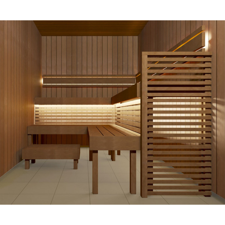 Armrest for modular sauna benches, thermo aspen