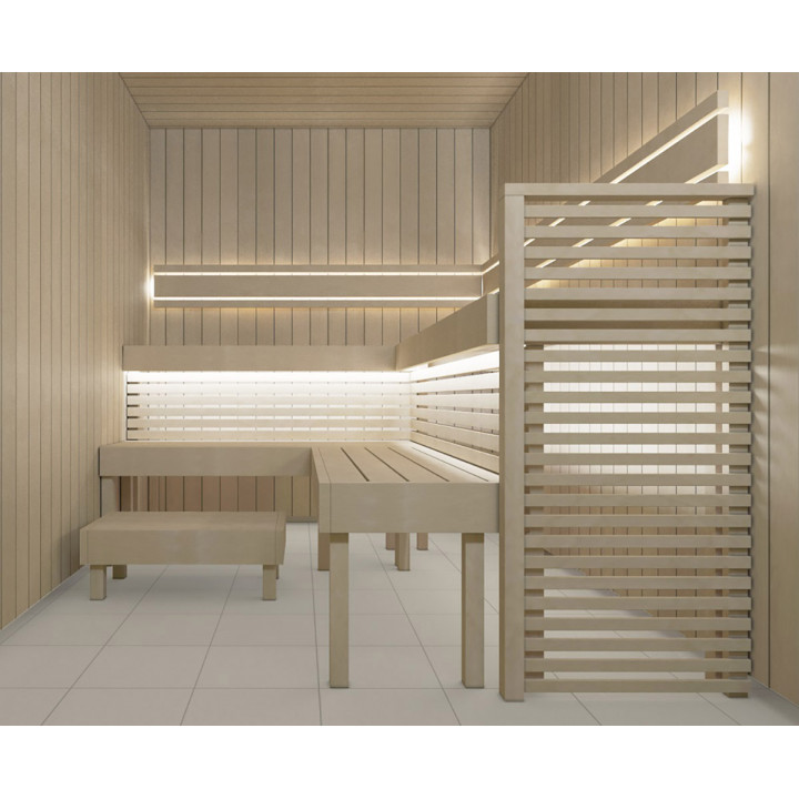 Armrest for modular sauna benches, aspen