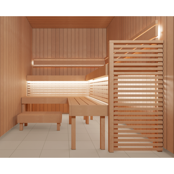 Armrest for modular sauna benches, alder