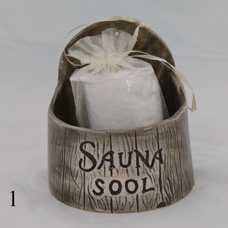 Ceramic salt container for sauna - dark 250 ml