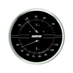 HARVIA thermo-hygrometer round, black  HARVIA thermo-hygrometer round, black
