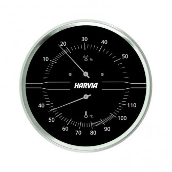 HARVIA thermo-hygrometer round, black