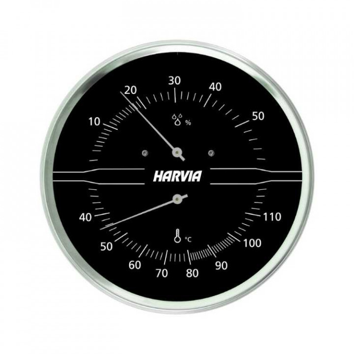 HARVIA thermo-hygrometer round, black