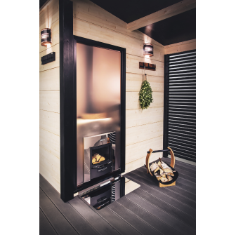 HARVIA Duo glass wall 9 x 19 with frame, aluminum black
