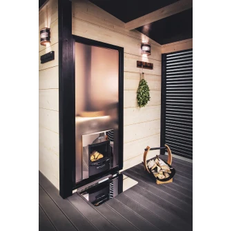 HARVIA Duo glass wall 9 x 19 with frame, aluminum black