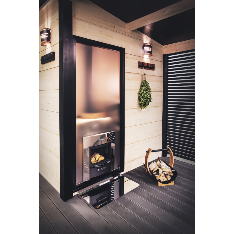 HARVIA Duo glass wall 9 x 21, including frame, aluminum black