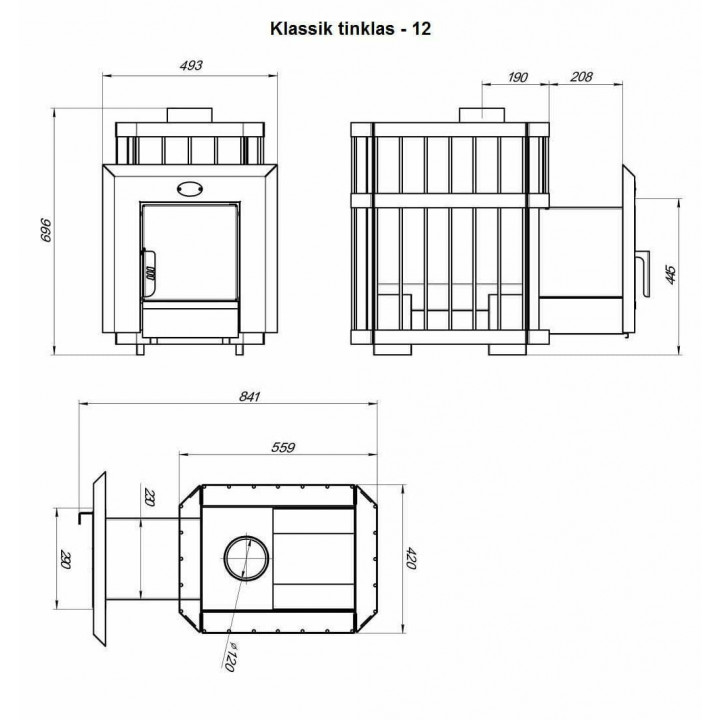 Woodburning sauna heater - NOVA KLASSIK 12 with network, glass doors