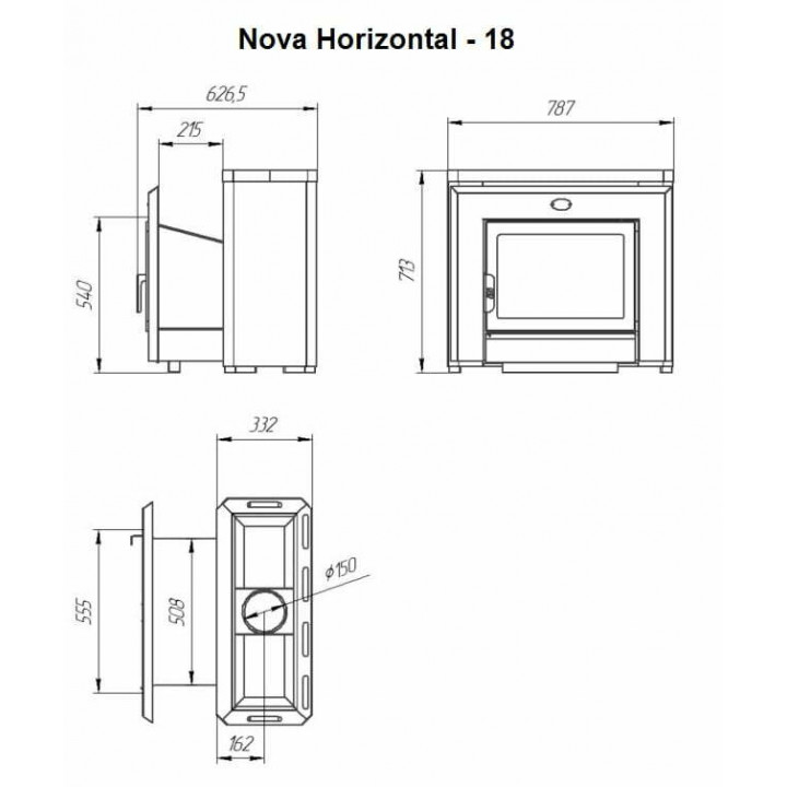 Woodburning sauna heater - NOVA HORIZONTAL 26