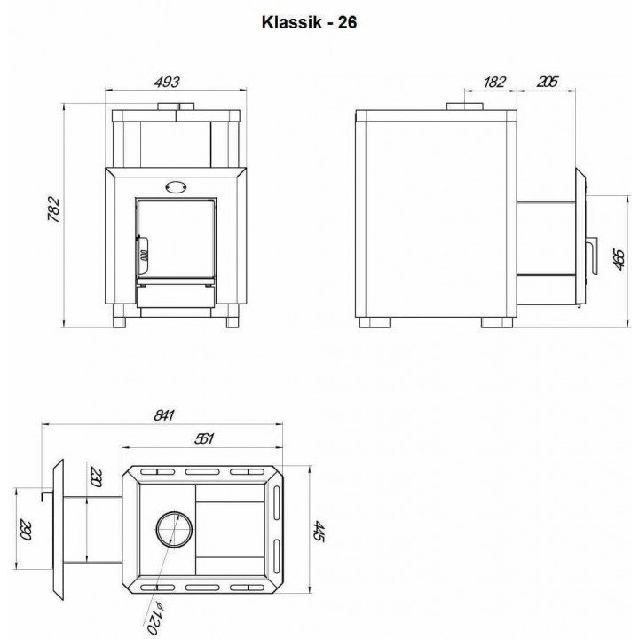 Woodburning sauna heater - NOVA KLASSIK 26 with glass door