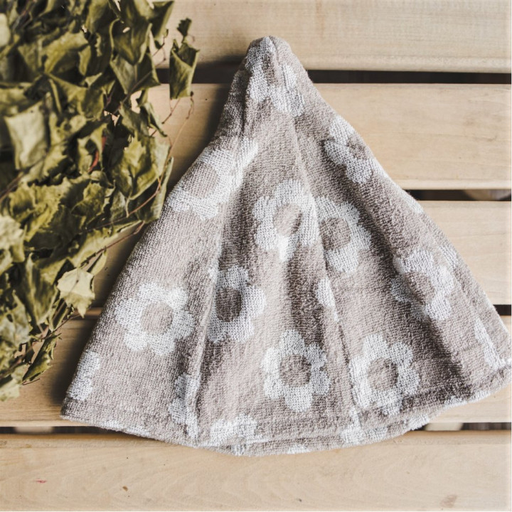 Cotton sauna cap - FLOWERS