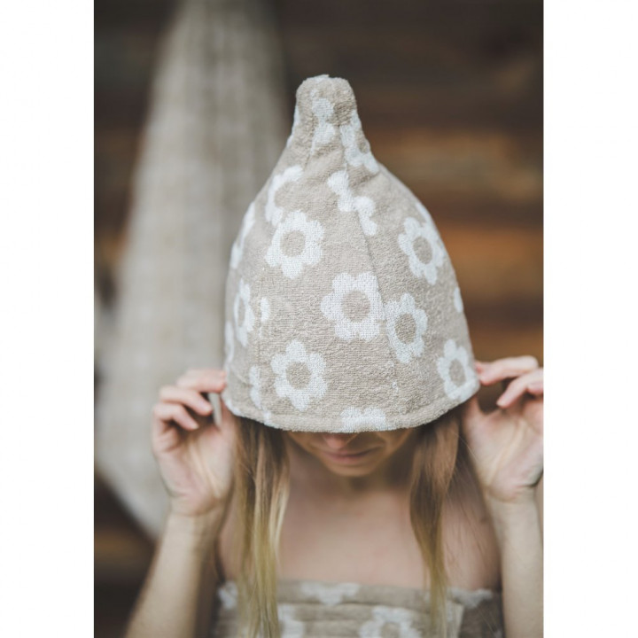 Cotton sauna cap - FLOWERS