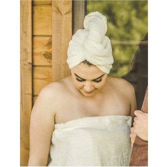 Hair towel - cotton, cream