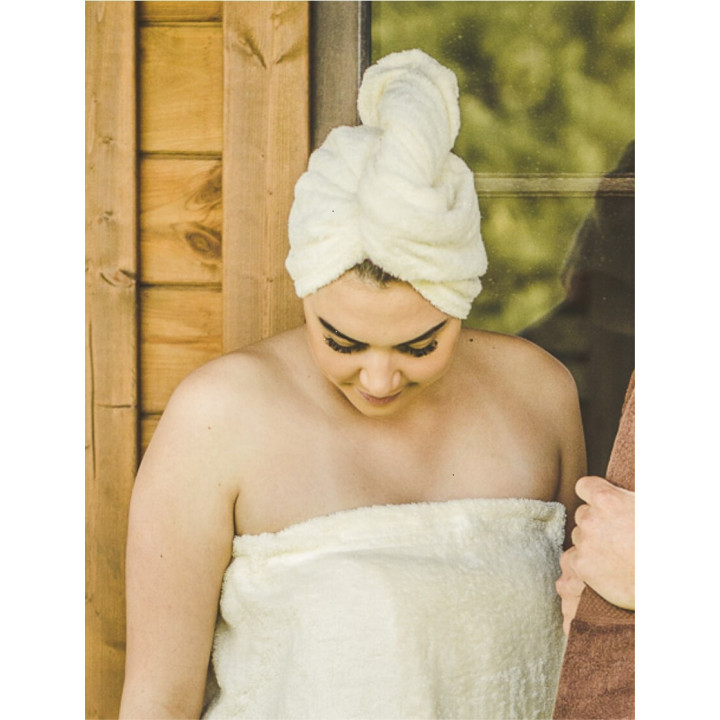 Hair towel - cotton, cream