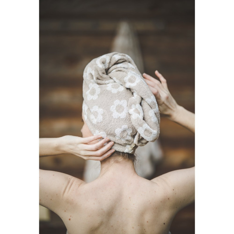 Hair towel - half-linen, floral