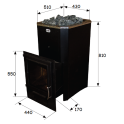 Woodburning sauna stove - SKAMET PT-220 GL - 1 Woodburning sauna stove - SKAMET PT-220 GL - 1