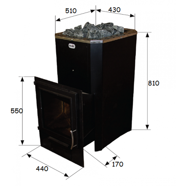 Woodburning sauna stove - SKAMET PT-220 GL