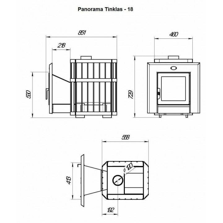 Woodburning sauna heater - NOVA PANORAMA 18 with network