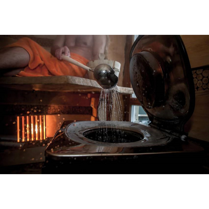 SAUNA BUCKET AND LADLE WITH SHOWER EFFECT SET MORE STEAM, PREMIUM, SAWO 5 L