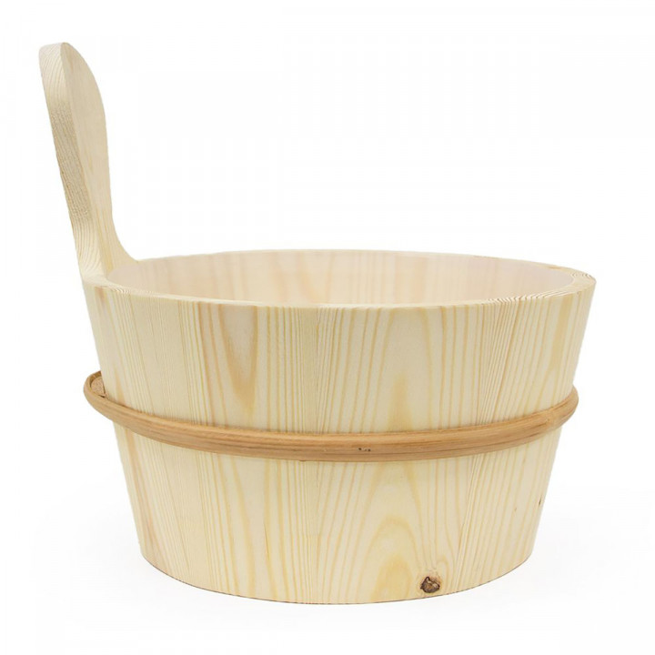 SAWO 4 l wooden pail and 36 cm ladle, pine