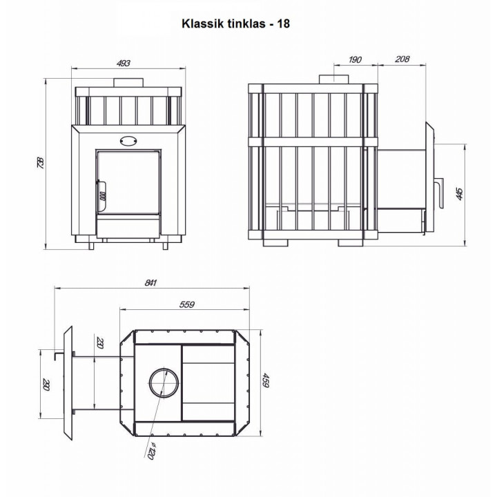 Woodburning sauna heater - NOVA KLASSIK 18 with network, glass doors