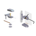 Door hinges ABLOY for steam sauna doors, gray, ABLFL75 - 1 Door hinges ABLOY for steam sauna doors, gray, ABLFL75 - 1
