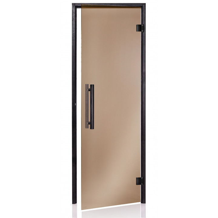 AD glass sauna door, Black frame, 80 x 210, Bronze