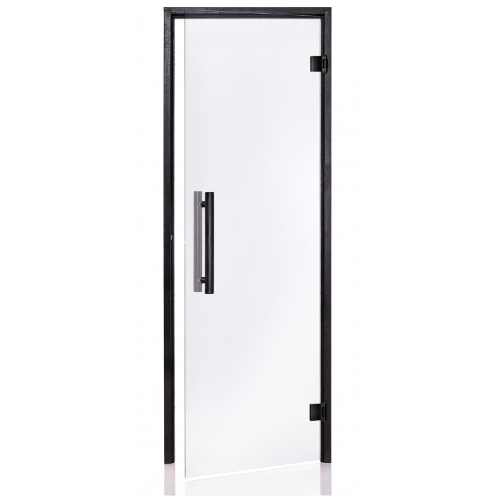 AD glass sauna door, Black frame, 80 x 200, Transparent