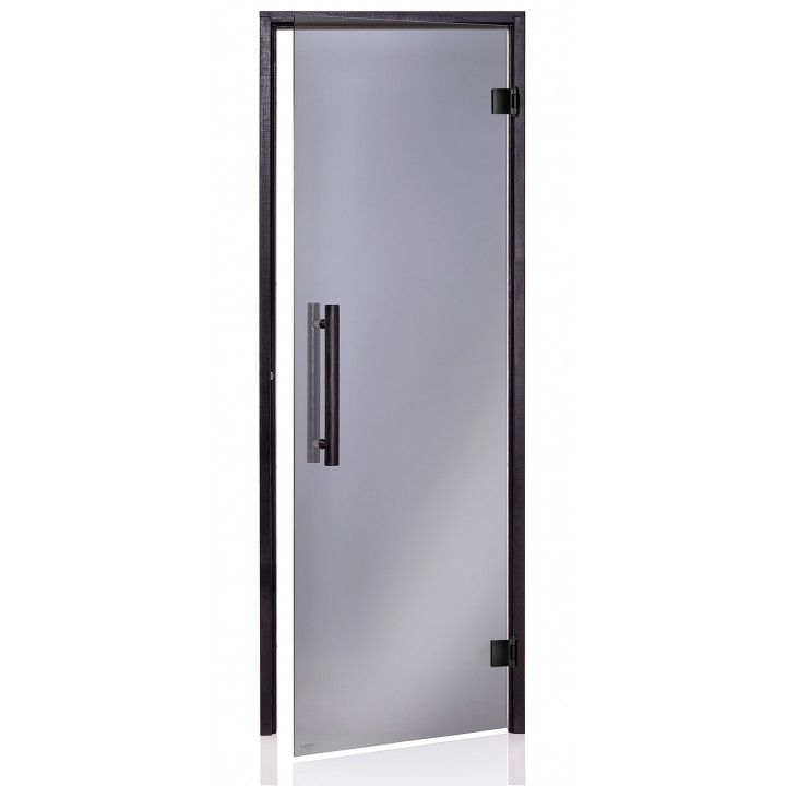 AD glass sauna door, Black frame, 80 x 210, Grey