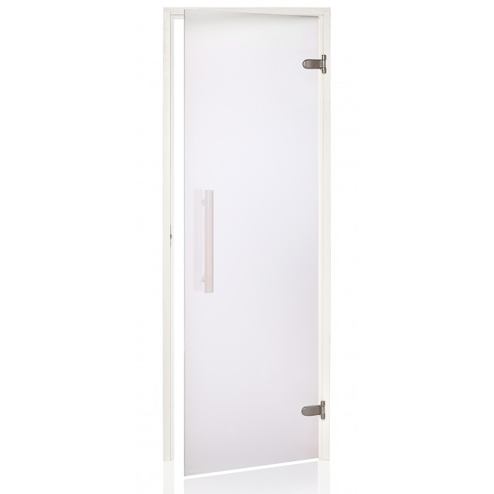 AD glass sauna door, White frame, Matte glass, 80 x 210, Matte clear