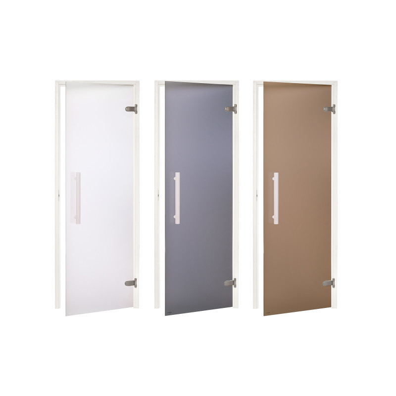 AD glass sauna door, White frame, Matte glass