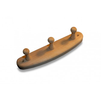 Alder wood hanger with 3 hooks