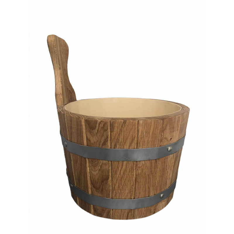 Oak bucket with wooden handle, 5l