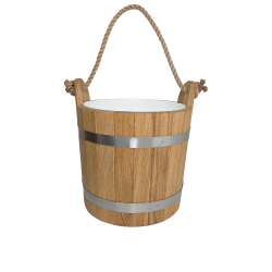 Oak sauna bucket with rope handle, 12 l 