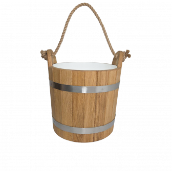 Oak sauna bucket with rope handle, 12 l