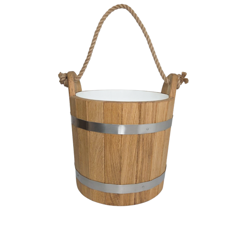Oak sauna bucket with rope handle, 12 l
