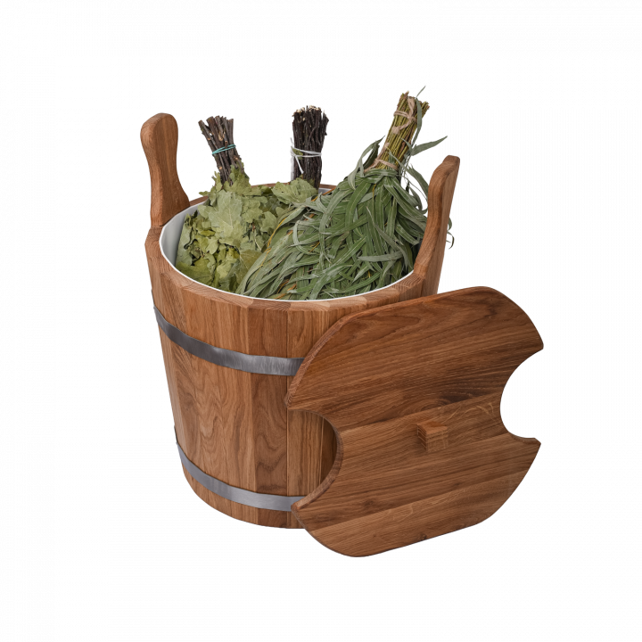 Wooden pail for whisks, oak 20 l