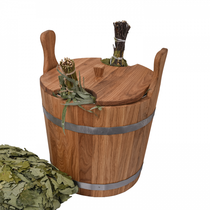 Wooden pail for whisks, oak, 12l