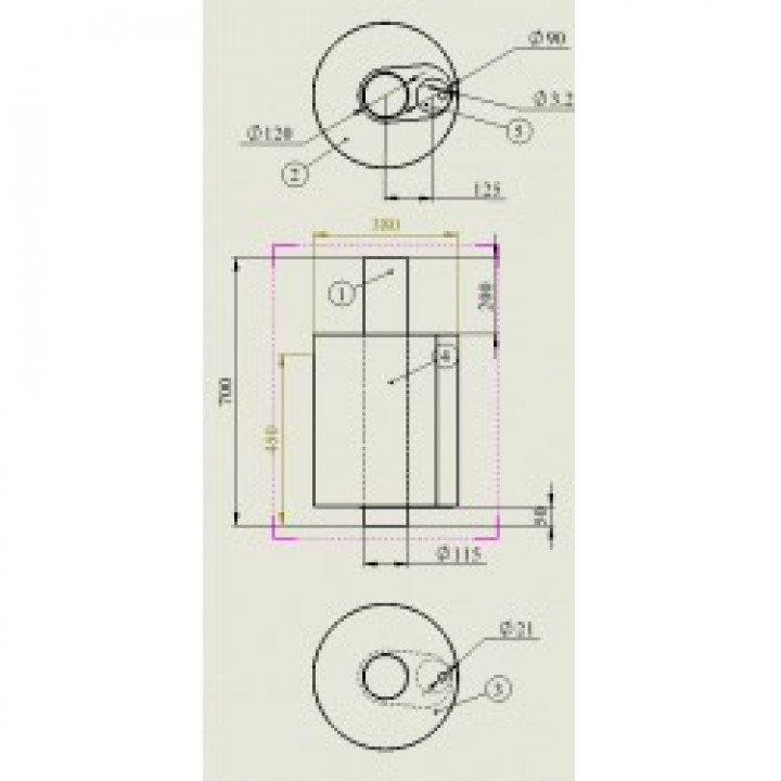 TANK FOR SAUNA 45 L 0.8 mm, 115/D115