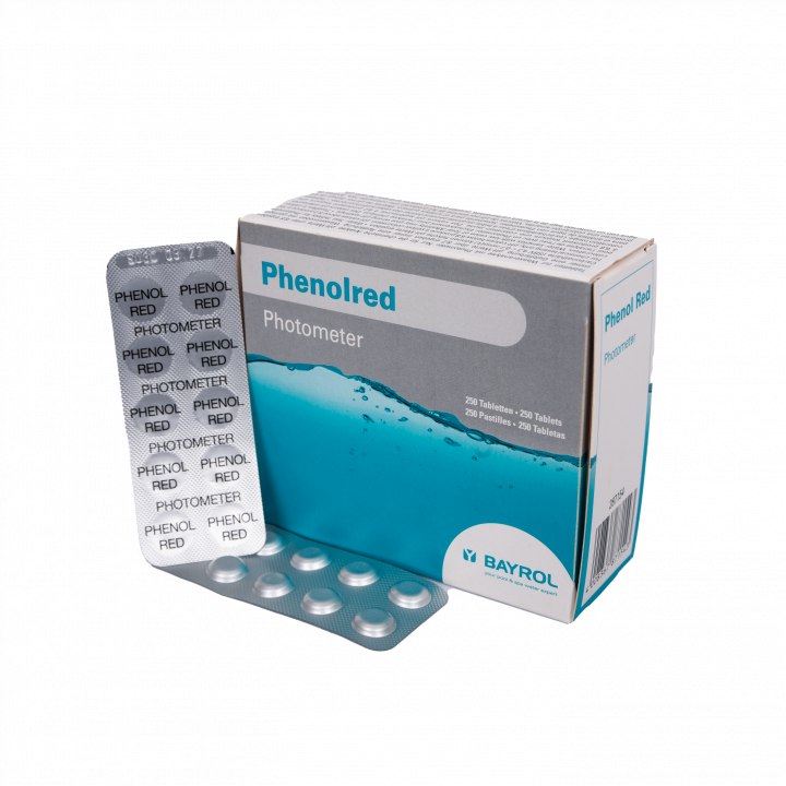 Water testing tablets for Phenolred photometer, pH determination, 10 tablets