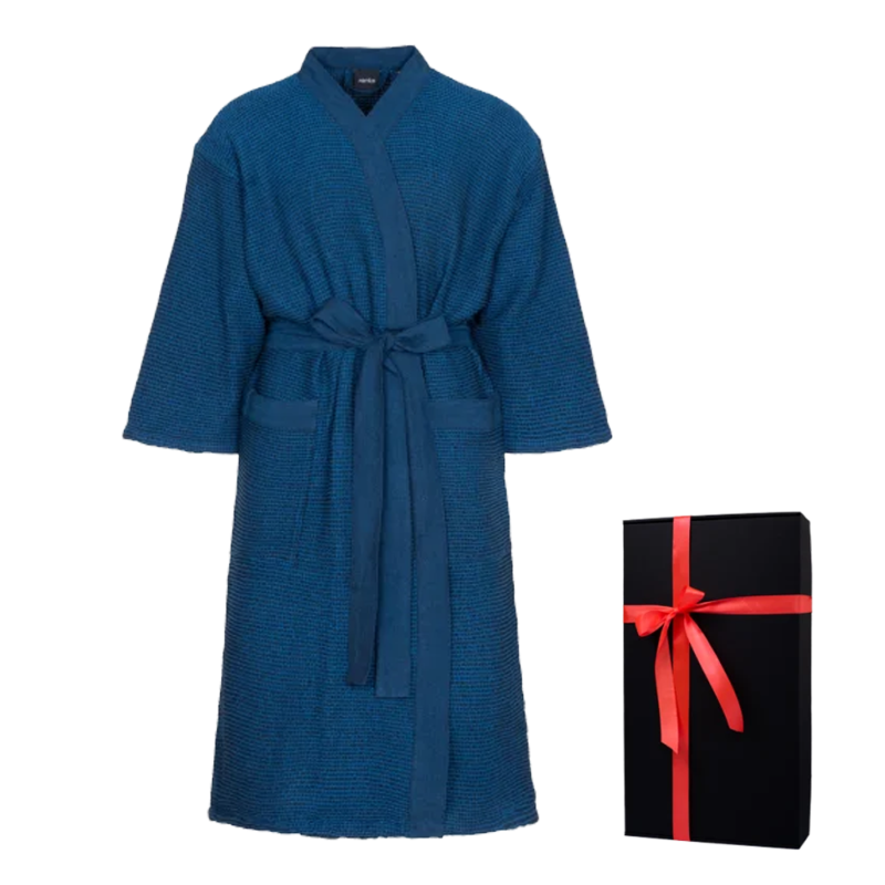 Bathrobe in a gift box, RENTO KENNO, blue