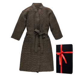 Unisex bathrobe in a gift box, RENTO KENNO, brown 