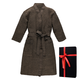 Unisex bathrobe in a gift box, RENTO KENNO, brown 